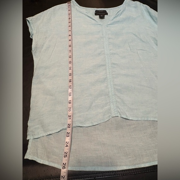Tahari Sky Blue and White 100% Linen Women's Blouse size M - Picture 9 of 10
